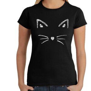 LA Pop Art Meow Whiskers Word Art T Shirt Large